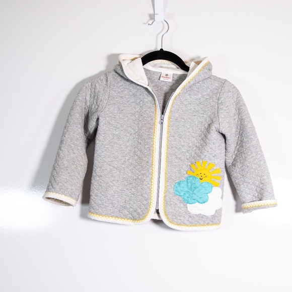 Hanna Anderson Cotton Quilted Full Zip Sun Clouds Patchwork Hoodie Sweater 90 - Picture 1 of 4